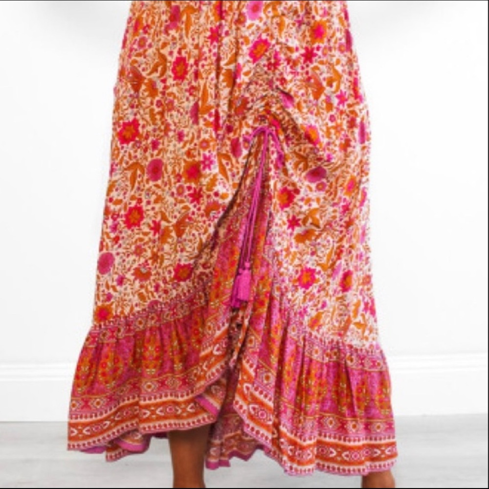 Boho Ruffled Floral Maxi Skirt - Picture 2 of 5